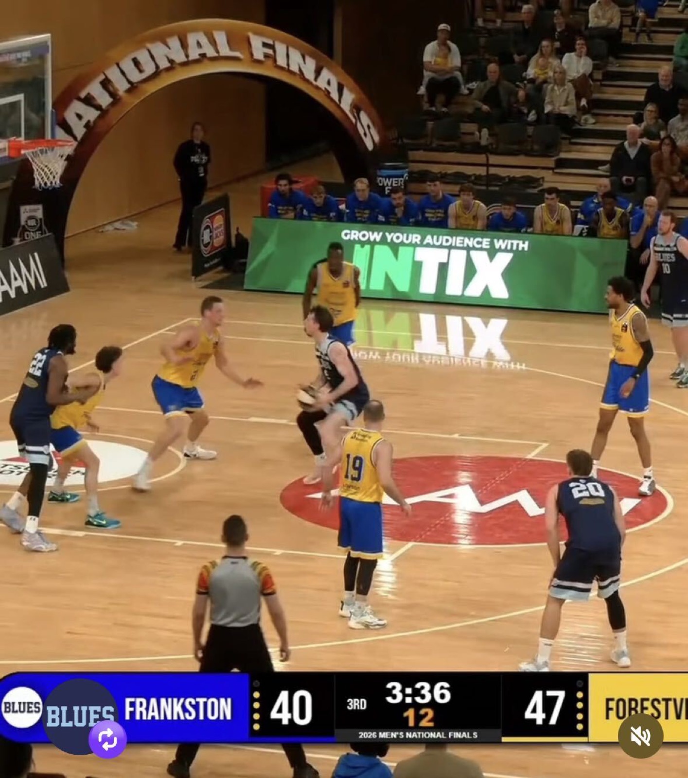 NBL1 National Finals court with INTIX courtside signage